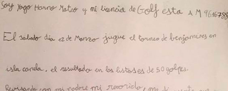 El ejemplo de un niño de 7 años que se autodescalifica con una carta