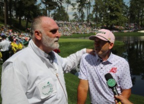 El chef José Andrés caddie de Sergio García en el Masters de Augusta