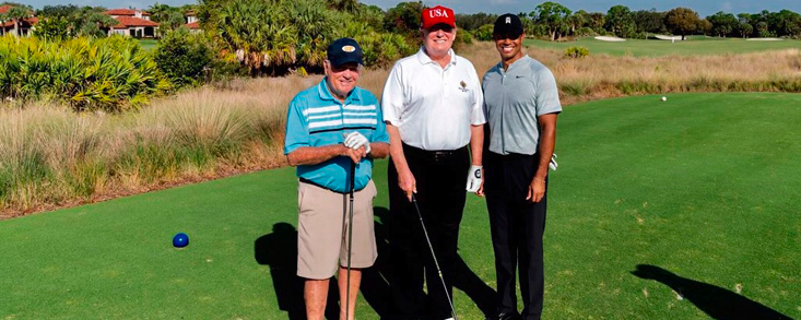 Trío de lujo: Jack Nicklaus, Tiger Woods y Donald Trump